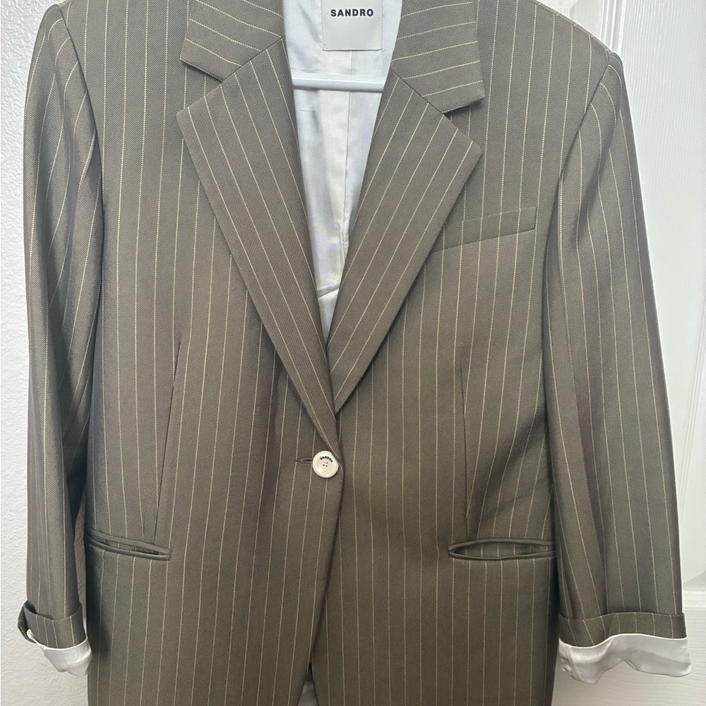 Sandro Women's Blazer - Brown Pinstripe